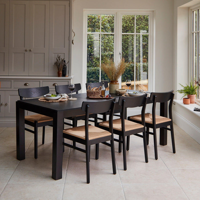 Wooden Woven Chairs Set Of 2 - Black with Magnus dining table