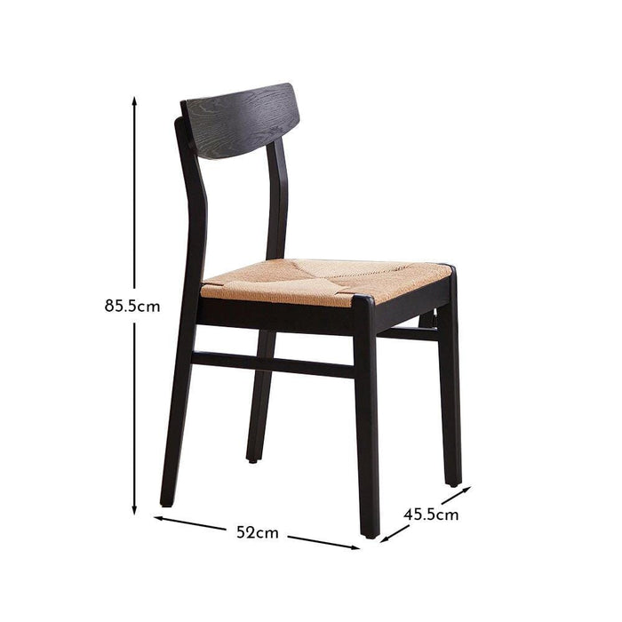 Wooden Woven Chairs Set 2 - Black - Laura James