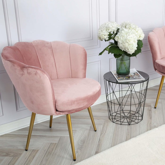 OUTLET - Flora accent chair – scalloped – blush pink - Laura James
