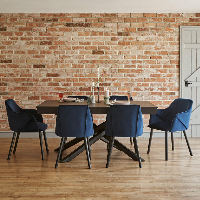 Freya armchairs - set of 2 - blue velvet and black