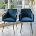 Freya armchairs - set of 2 - blue velvet and oak