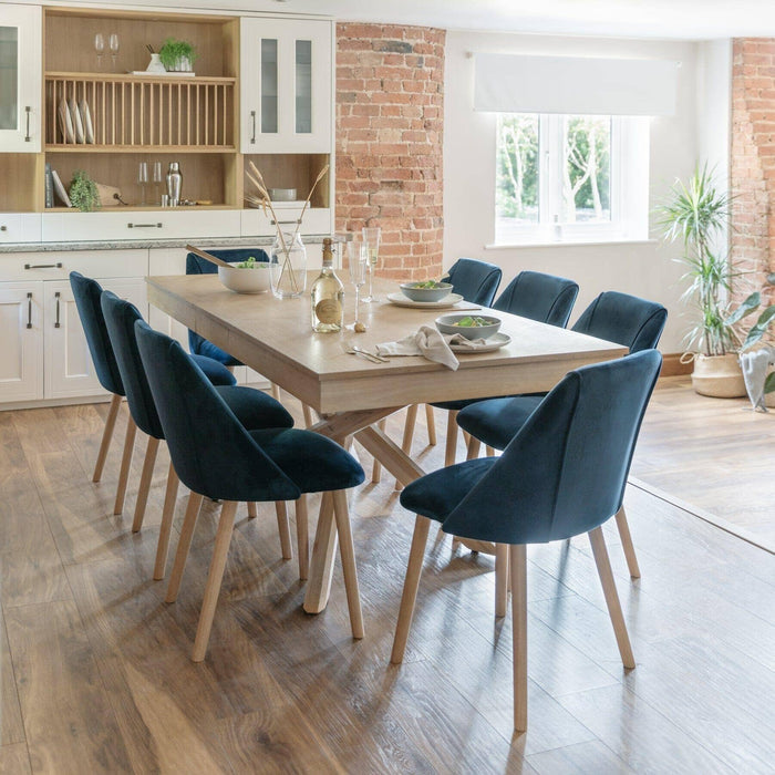 Freya dining chairs - set of 2 - blue velvet and pale oak - Laura James