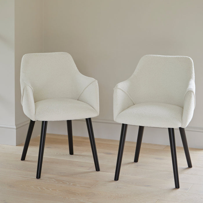 Freya Boucle Armchairs with Black Legs - Laura James