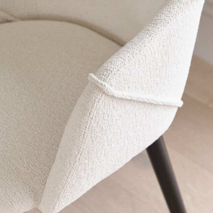 Freya Boucle Armchairs with Black Legs - Laura James