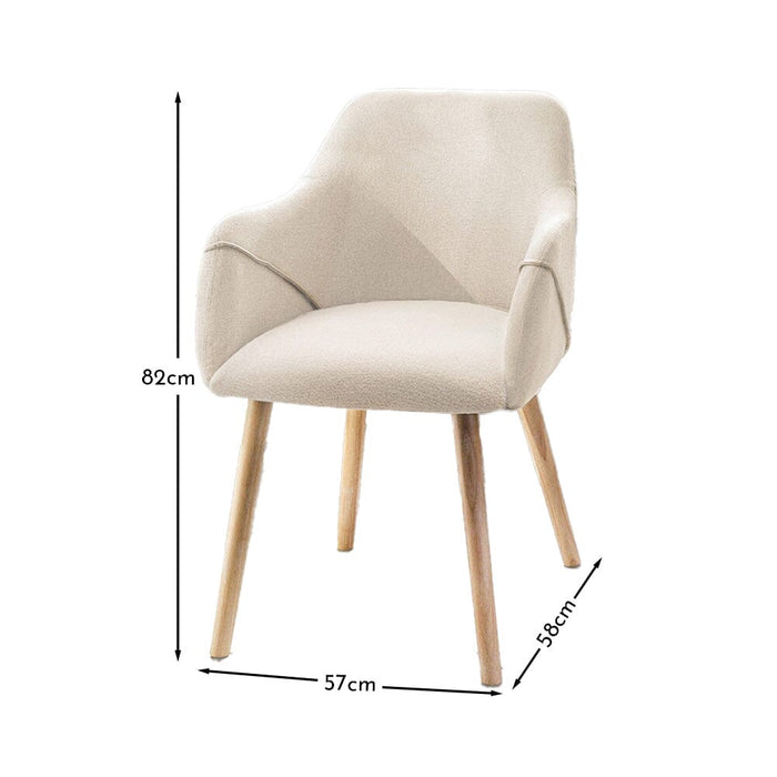OUTLET - Freya Boucle Armchairs - Set of 2 - Whitewash Oak Legs