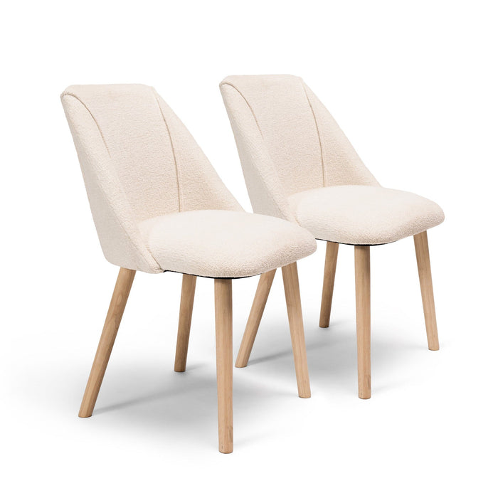 OUTLET - Freya Boucle Dining Chairs - Set of 2 - Whitewash Oak Legs