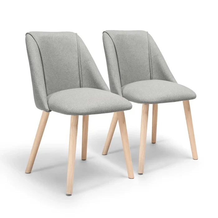 Freya Fossil Twill Dining Chair - Set Of 2 - Whitewash Oak Legs - Laura James