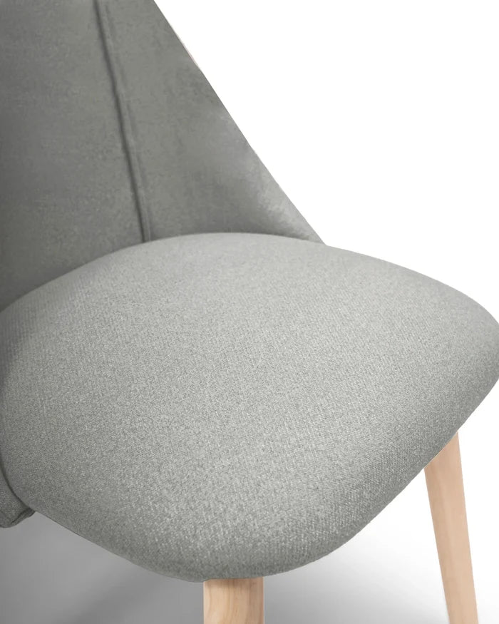 Freya Fossil Twill Dining Chair - Set Of 2 - Whitewash Oak Legs - Laura James