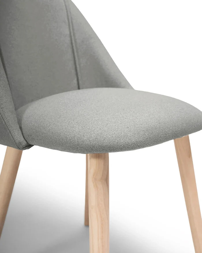 Freya Fossil Twill Dining Chair - Set Of 2 - Whitewash Oak Legs - Laura James