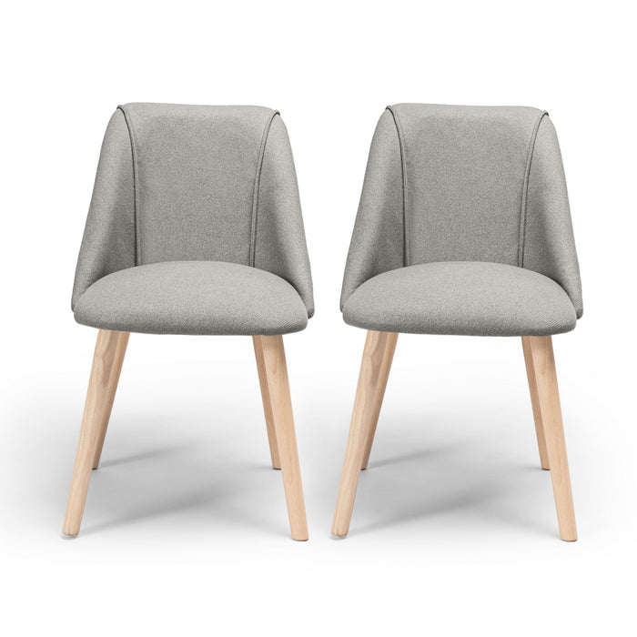 Freya Fossil Twill Dining Chair - Set Of 2 - Whitewash Oak Legs - Laura James