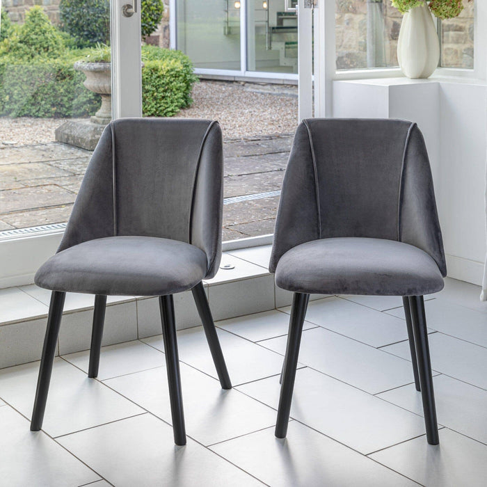 Freya dining chairs - set of 2 - grey velvet and black