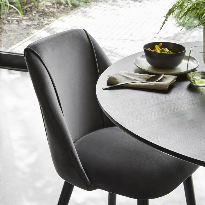 Freya dining chairs - set of 2 - grey velvet and black - Laura James