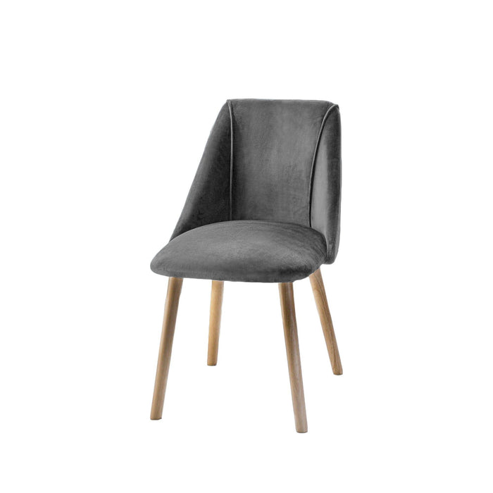 Freya dining chairs - set of 2 - grey velvet and oak