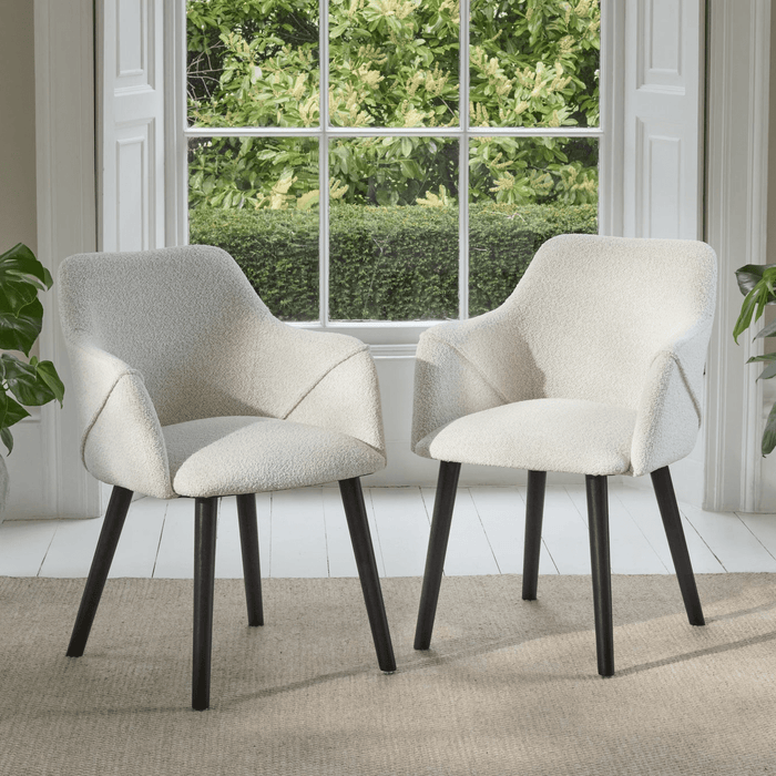 OUTLET - Freya Oat Boucle Armchair - Set of 2 - Black Oak Legs