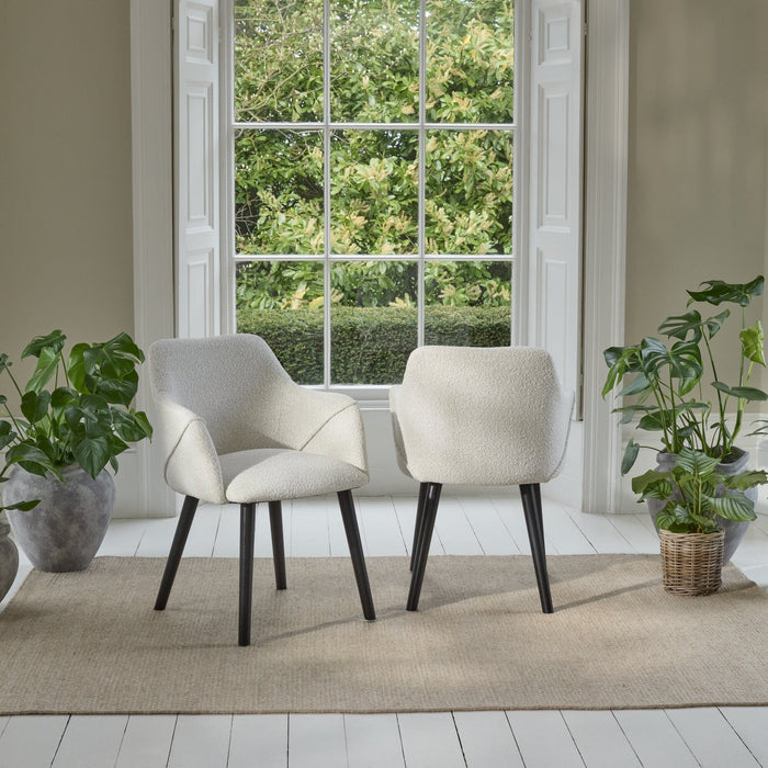 Freya Oat Boucle Armchair - Set of 2 - Black Oak Legs - Laura James