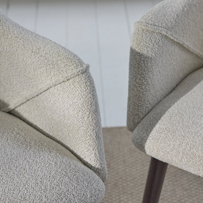 Freya Oat Boucle Armchair - Set of 2 - Black Oak Legs - Laura James