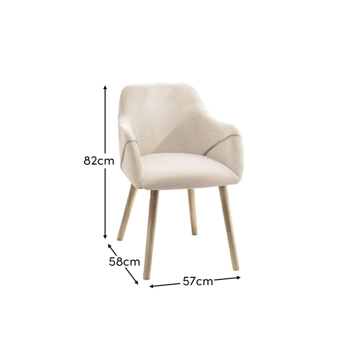Freya Oat Boucle Dining Armchairs - Set of 2 - Chalked Mangowood Legs - Laura James
