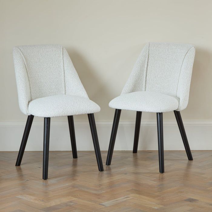 Freya Oat Boucle Dining Chair - Set of 2 - Black Oak Legs - LAURA James
