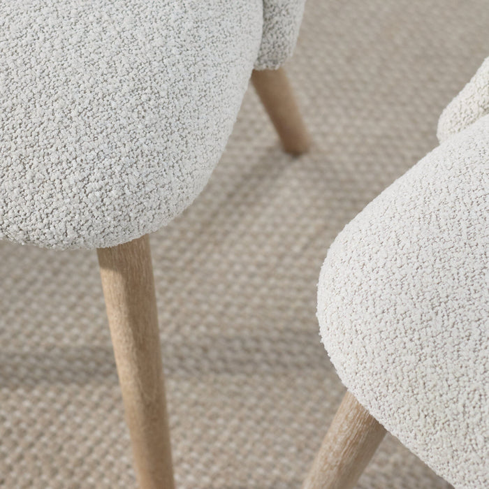 Freya Oat Boucle Dining Chairs - Set of 2 - Chalked Mangowood Legs - Laura James