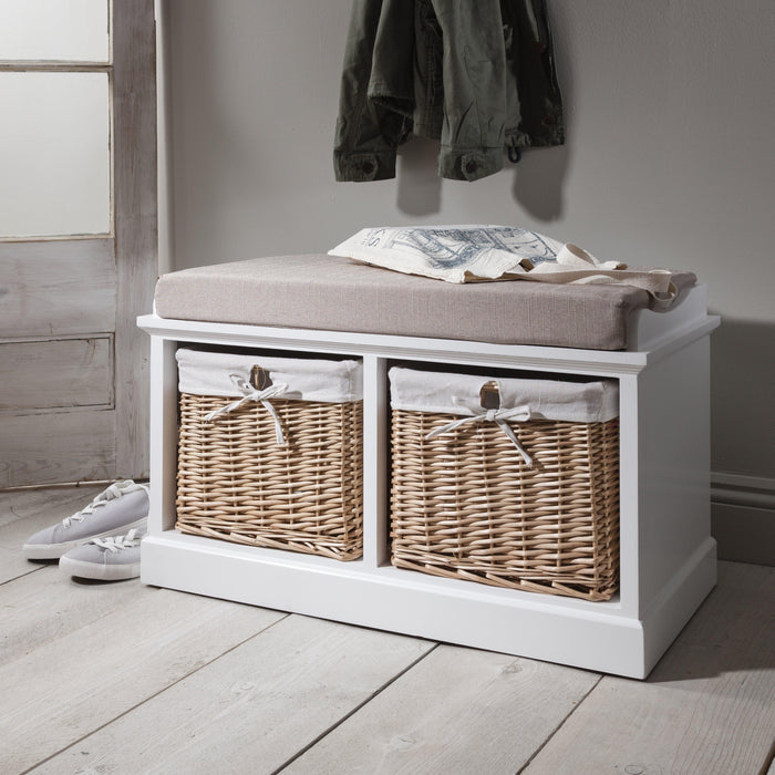 OUTLET-2 Basket Shoe Bench - White - Laura James
