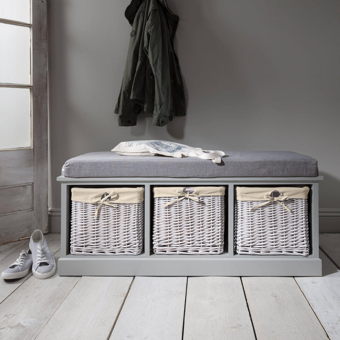 Outlet – Fyfield Hallway Shoe Storage Bench with cushion - Laura James