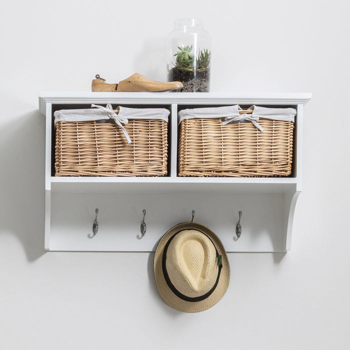 Fyfield Coat Rack with Shelf & Storage Baskets - White - Laura James