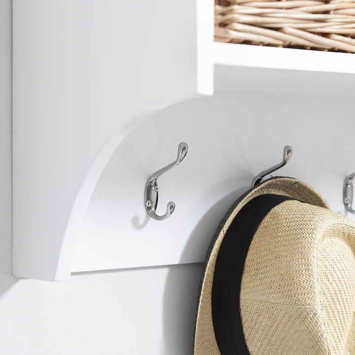 Fyfield Coat Rack with Shelf & Storage Baskets - White - Laura James