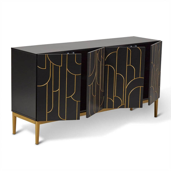 Outlet - Gatsby Large 4 Door Sideboard - Noir Black