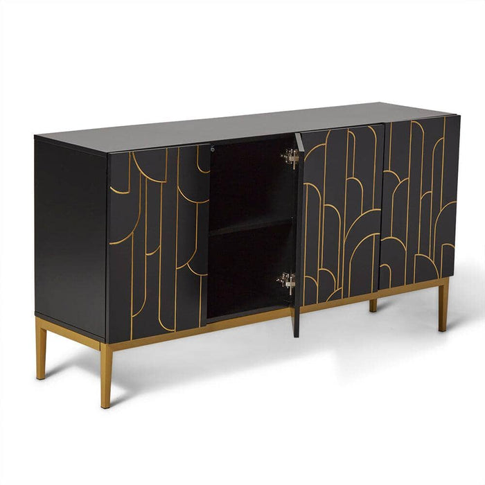 Outlet - Gatsby Large 4 Door Sideboard - Noir Black