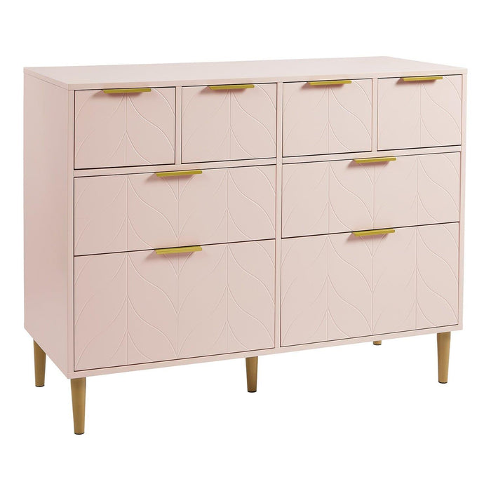Gloria chest of drawers - 4 over 4 - pale pink & brass effect - laura James