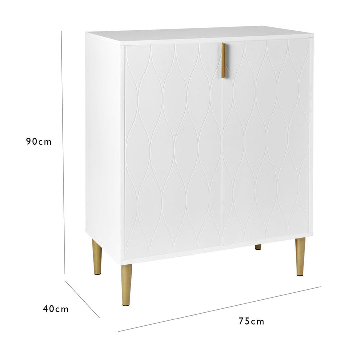 Outlet – Gloria small sideboard - white and brass effect