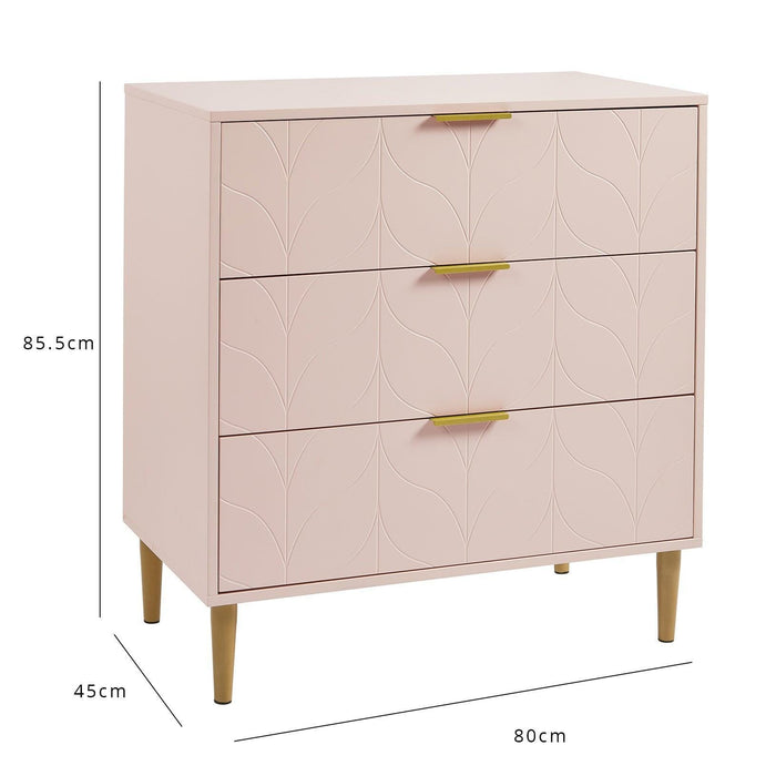 Gloria chest of drawers - pale pink & brass effect - Laura James