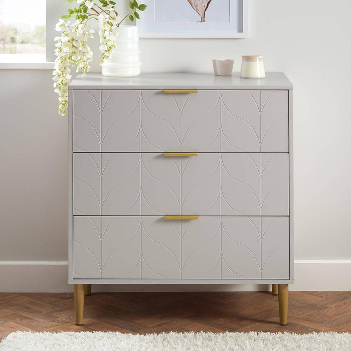 Gloria chest of drawers - grey & brass effect - Laura James
