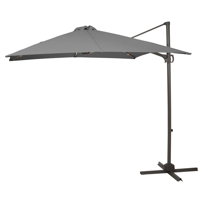 Outlet - Premium Cantilever 2.4M Round Parasol - Led Lights - Grey