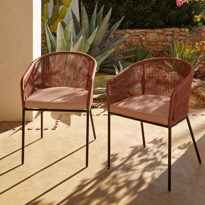 Hali Clay Pink Rope Chair with Cushions - Set of 2 - Laura James