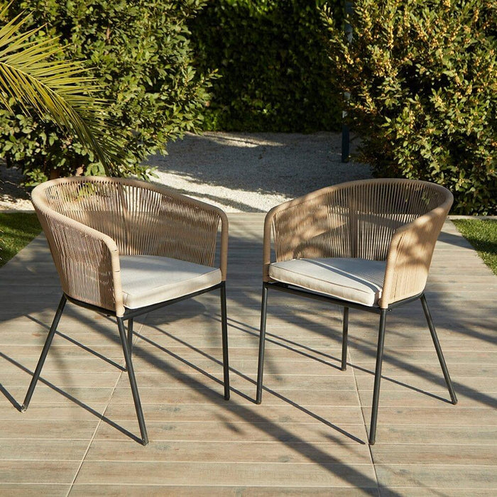 Outlet - Hali Rope Chair x 2 Natural with Cushions
