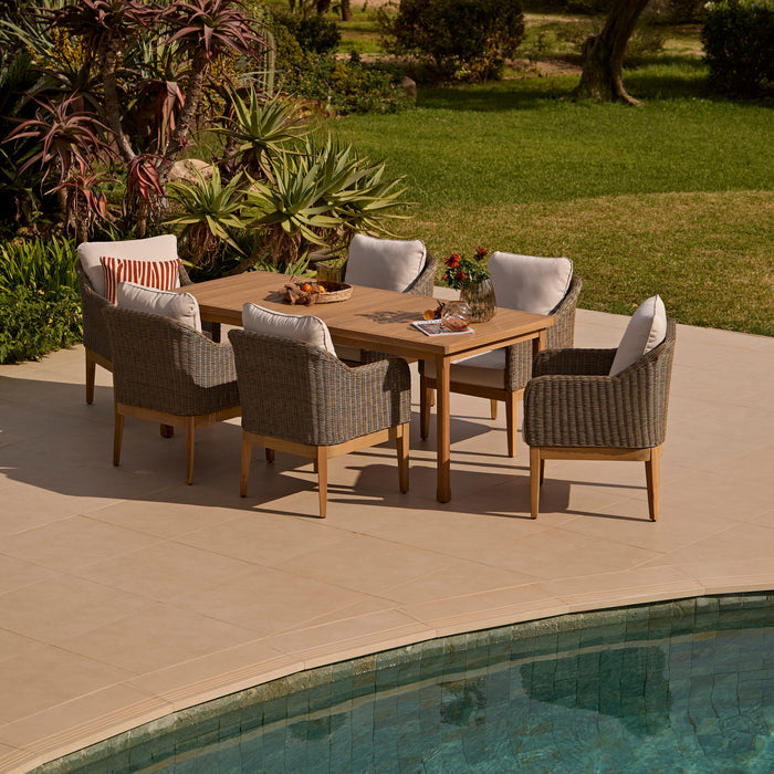 Outlet - Harlyn 8 Seater Wooden Garden Dining Table - White Acacia