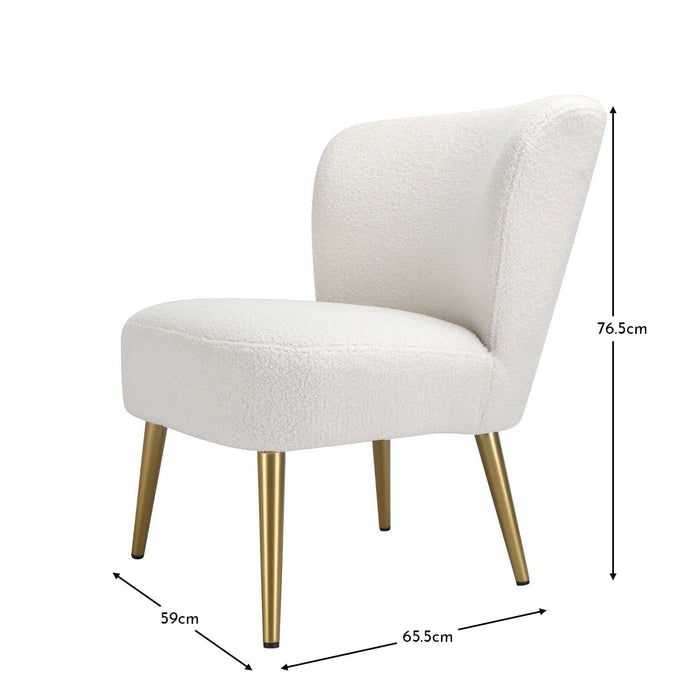 Outlet - Hattie Accent Chair - Cream Boucle with Gold Legs