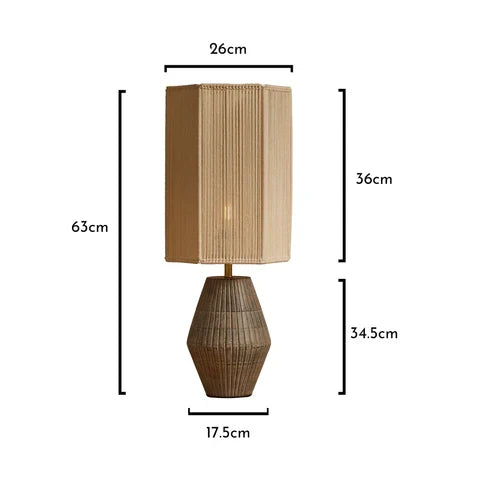 OUTLET - Haveri Mango Wood Table Lamp with Natural  Shade - 63cm