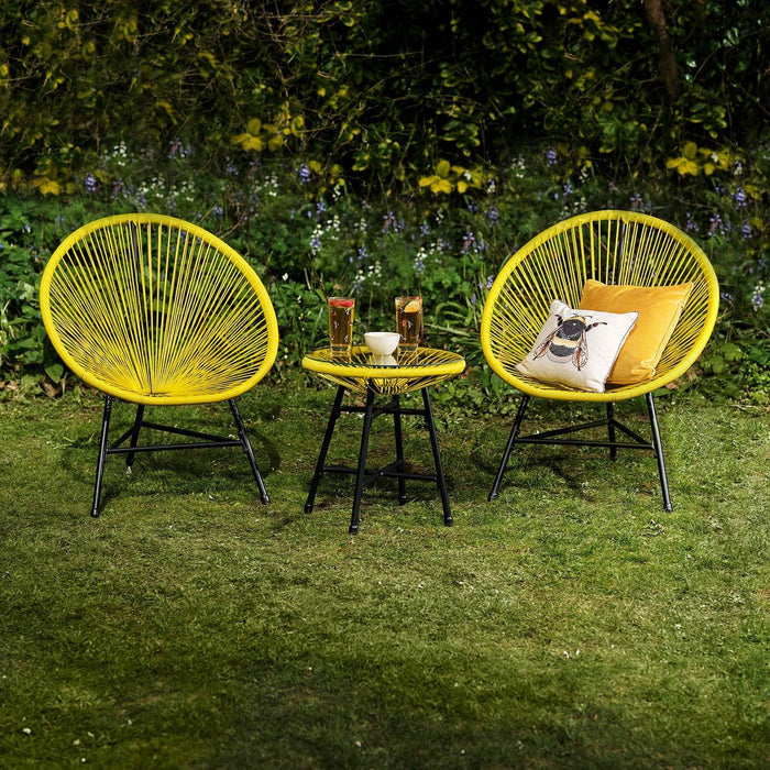 Outlet - Hebe String Bistro Set - Yellow - Laura James