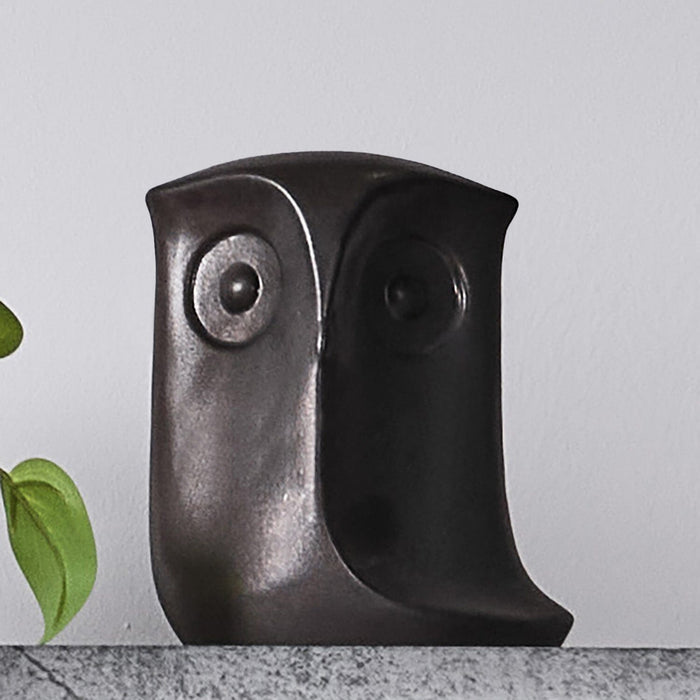 Hudswell 20cm Ceramic Owl Ornament - Black - Laura James