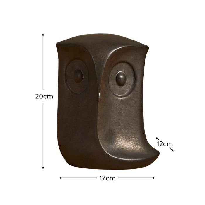 Hudswell 20cm Ceramic Owl Ornament - Black - Laura James
