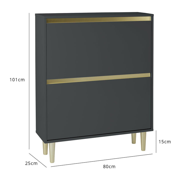Iliana shoe cabinet - 2 door - charcoal grey - Laura James