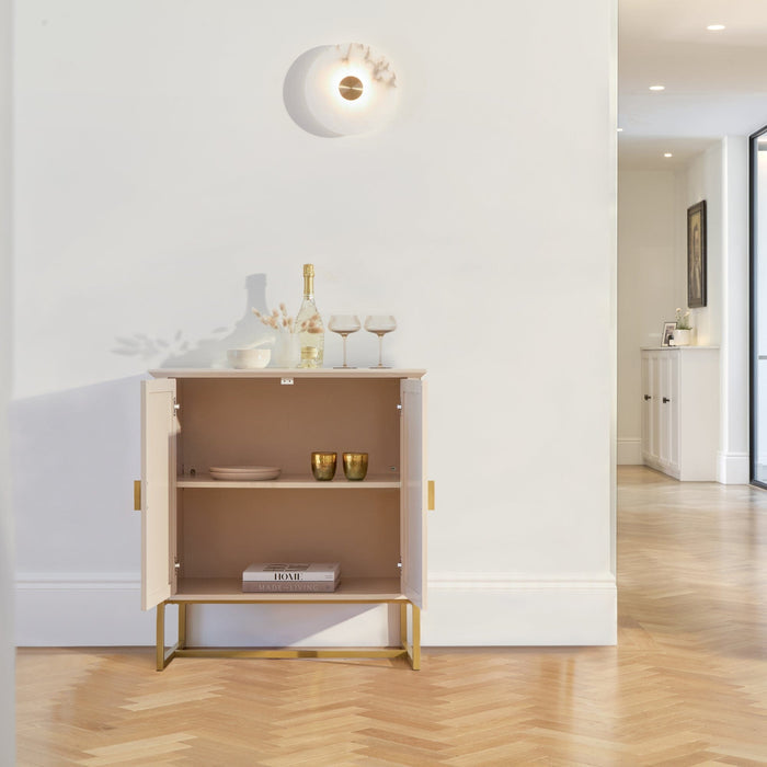 Ines 2 Door Sideboard - Taupe & Gold legs - Laura James
