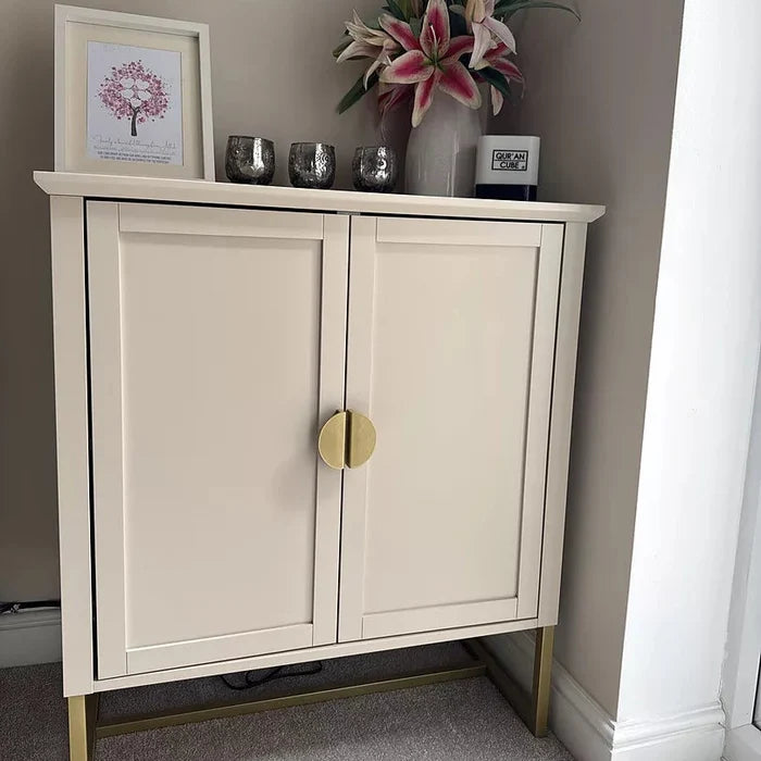 Ines 2 Door Sideboard - Taupe & Gold legs - Laura James