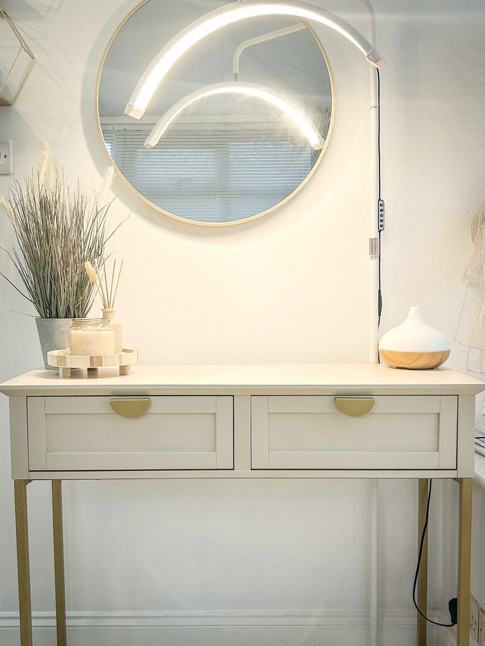 Outlet - Ines 2 Drawer Console Table - Taupe & Gold