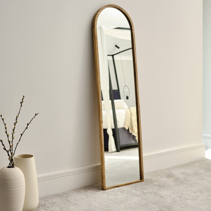 Ingham 140x140  Wooden Arch Mirror - Natural- Laura James