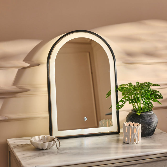 Ingham 65x45cm LED Arch Bathroom Mirror - Black - Laura James
