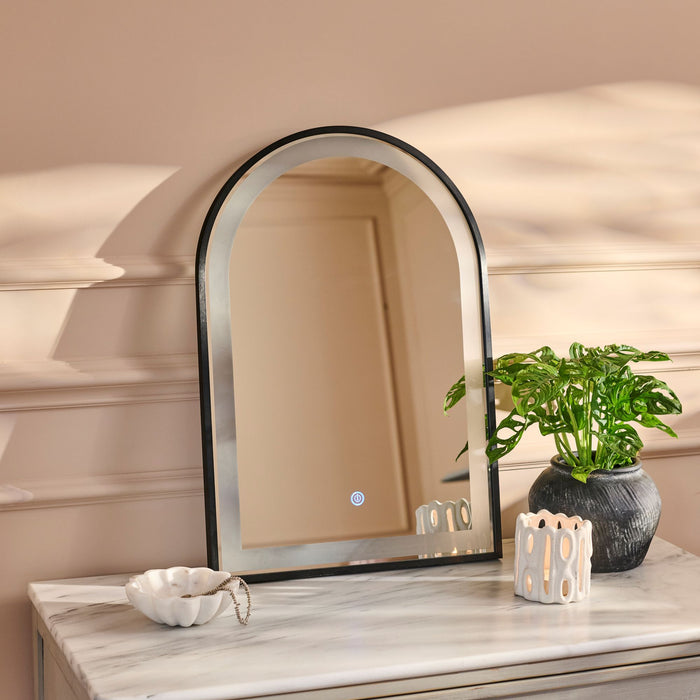 Ingham 65x45cm LED Arch Bathroom Mirror - Black - Laura James