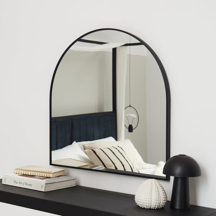Ingham 70 x 70cm Metal Arch Mirror - Black - Laura James